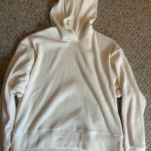 Abercrombie and do White Ribbed Hoodie Sweater